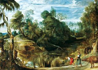 Landscape with Milkmaids and Cows