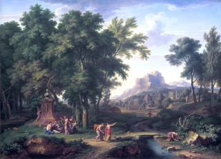 Arcadian Landscape with a Bust of Flora