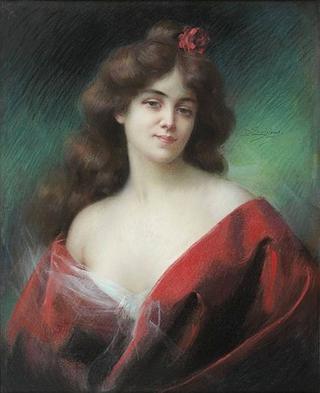 Woman in red dress