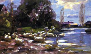 Twelve Ducks Setting Out