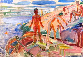 Bathers on Rocks
