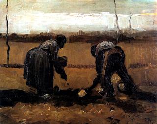 Peasant and Peasant Woman Planting Potatoes