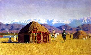 Kirghiz Nomad Tents on the River Chu