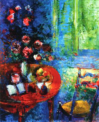 Still Life and Bouquet of Flowers in the Studio