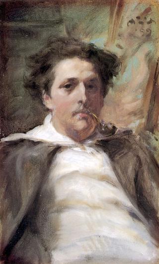 Portrait of a Young Man Smoking a Pipe