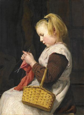 Knitting Girl with Basket
