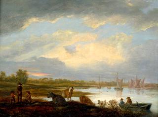 River Landscape with Cattle
