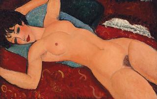 Reclining Nude on a Blue Cushion