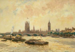 HM The Queen Arriving by Boat at Westminster Pier, 12 June 1953