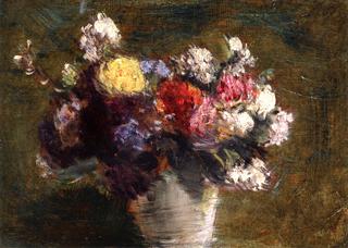 Flowers in a White Porcelain Pot