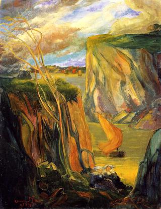 Breton Women by the Cliff