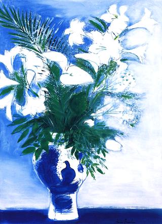 Vase with White Flowers