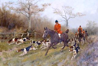 Huntsmen and Hounds in a Wooded Landscape