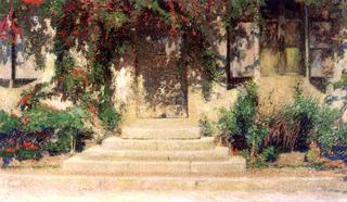Perron et porte d'une maison