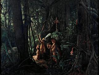 Amazonian Indians Worshiping the Sun God