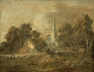Wooded Landscape with Village Scene