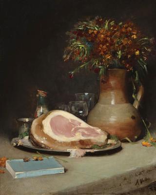 Still Life with Flowers and Ham