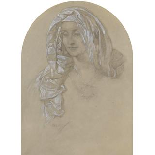 Woman with Headscarf and Star Medallion