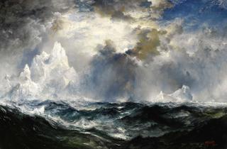 Moonlight. Icebergs in Mid Atlantic