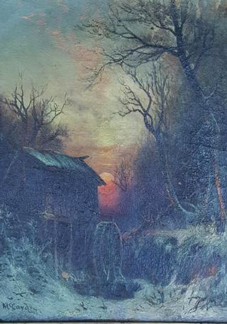 Winter Scene with Old Mill