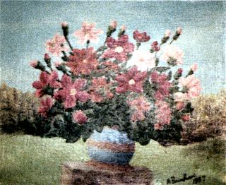 Vase of Flowers in a Landscape