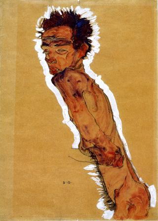 男性裸体，侧面朝左