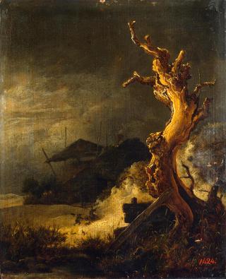 Winter Landscape with Dead Tree