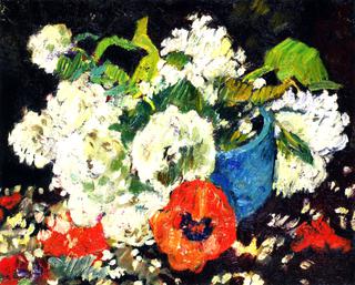 Anemones in a Blue Pot