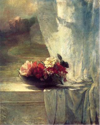 Flowers in a Persian Porcelain Water Bowl
