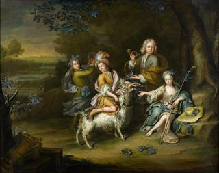 Four Children in a Park-like Landscape