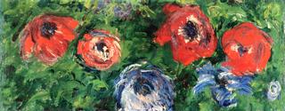 Anemones and Tulips in a Blue Vase