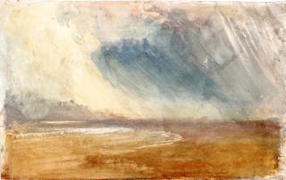 Rain Clouds Sweeping over a Beach, possibly near Dunstanbrough Castle