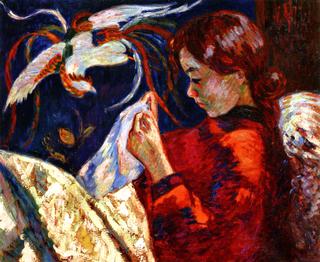 Mademoiselle Guillaumin, the Artist's Daughter, Sewing