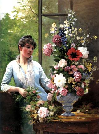 Preparing the flower arrangement