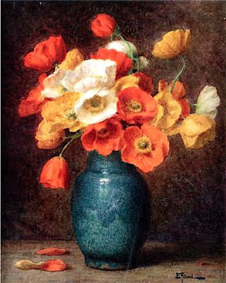 Anemones in a Blue Vase