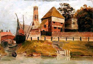 Millfleet with Greyfriars Tower and Tar Office, Norfolk