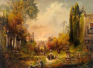 Country Folk in a Palace Garden