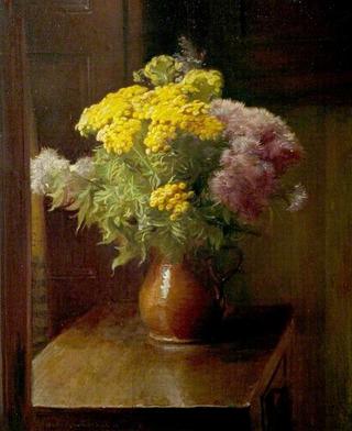 Vase of Mimosas and Thistledown