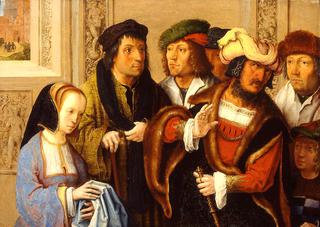 Potiphar Shows Her Husband's Cloak with Joseph Being Taken to Prison