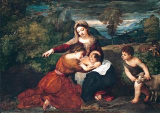 The Madonna and Child with a Female Saint and the Infant Saint John the Baptist