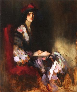 Portrait of An Elegant Lady with Colorful Scarf