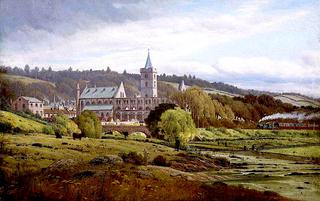 Dunblane Cathedral from the North West with a Steam Train