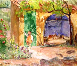 Young girl on the veranda at St Tropez