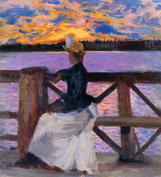 Marie Gallén at the Kuhmoniemi-bridge