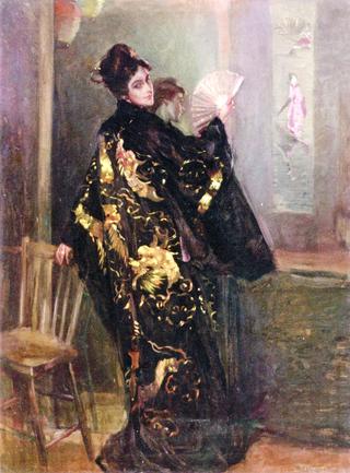 Woman in a Black Kimono