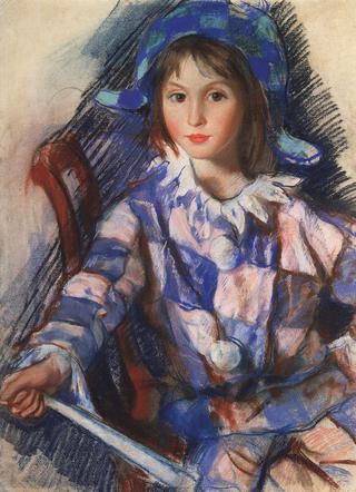Tata in the costume of Harlequin