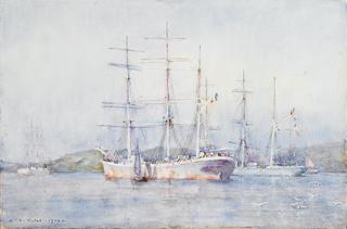 Two French barques at their anchorage in Carrick Roads