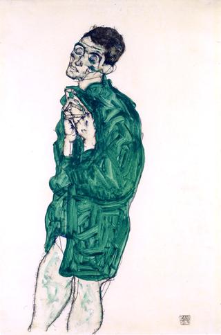 Self-Portrait in Green Shirt with Eyes Closed