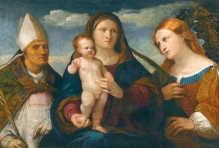 The Madonna And Child With Saint Catherine Of Siena And a Bishop Saint