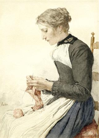 Young Woman Knitting